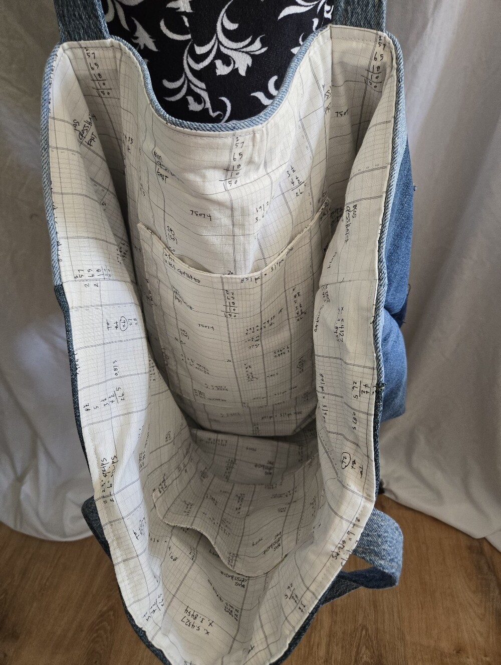 Upcycled Denim Patchwork Tote Bag - Blue - Picture 8 of 8